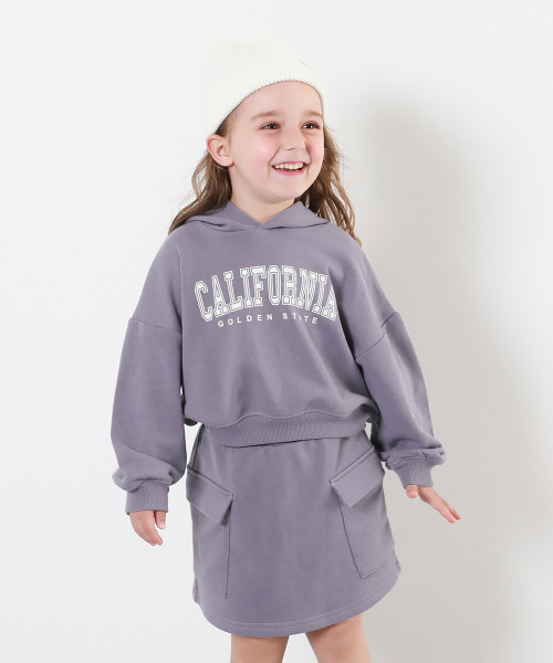 devirock（デビロック）の「えらべる2TYPE スウェットパーカー&スカート セットアップ(インパンツ付き)（セットアップ・キッズ・杢グレー/スミクロ/ピンク系3/グレー系/パープル系5/ピンク系/ブルー系・150cm/110cm/130cm/140cm/100cm/120cm/160cm）」の5枚目の写真