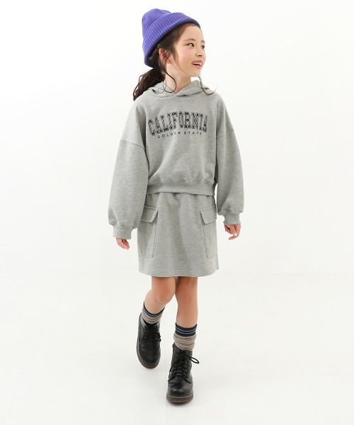 devirock（デビロック）の「えらべる2TYPE スウェットパーカー&スカート セットアップ(インパンツ付き)（セットアップ・キッズ・杢グレー/スミクロ/ピンク系3/グレー系/パープル系5/ピンク系/ブルー系・150cm/110cm/130cm/140cm/100cm/120cm/160cm）」の8枚目の写真