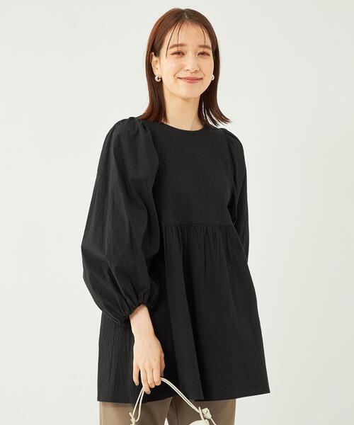 green label relaxing（グリーンレーベルリラクシング）の「サッカー ボリューム ロングスリーブ-マシンウォッシャブル-（シャツ/ブラウス・レディース・ターコイズブルー/ホワイト/ブラック・FREE）」の15枚目の写真