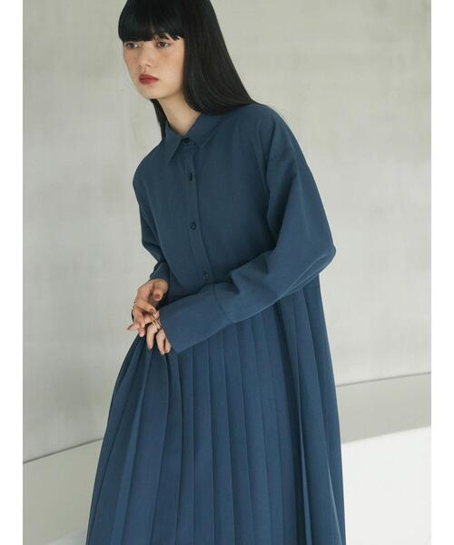 Green　Parks（グリーンパークス）の「a.　プリーツシャツワンピース（シャツワンピース・レディース・グレー/ベージュ・FREE）」の8枚目の写真