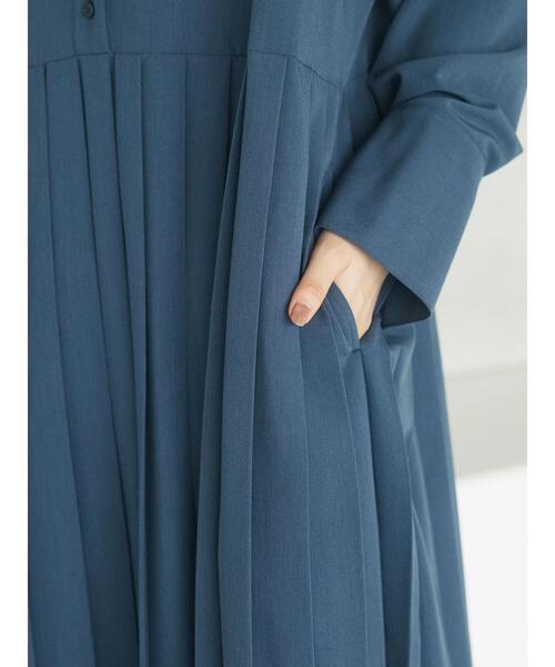 Green　Parks（グリーンパークス）の「a.　プリーツシャツワンピース（シャツワンピース・レディース・グレー/ベージュ・FREE）」の12枚目の写真