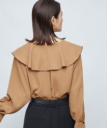 NOLLEY’S | ストレッチジョーゼットラッフル衿配色ブラウス(シャツ/ブラウス)