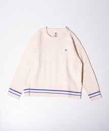 【GEVACO/ゲバコ】ヘムラインケーブルプルオーバーニット ワンポイント