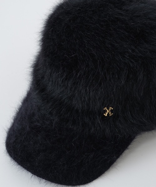 one after another NICE CLAUP（ワンアフターアナザーナイスクラップ）の「エンブレム付きシャギーキャップ（キャップ・レディース・ブラック/アイボリー・FREE）」の8枚目の写真