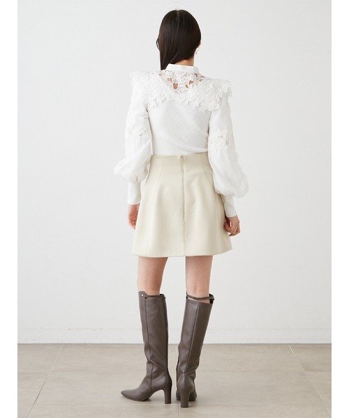 snidel スナイデル レースカラーニットプルオーバー 刺繍 オーガンジー SNIDEL（スナイデル）の「レースカラーニットプルオーバー