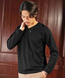 【SOMEDIFF】Luxury 長袖クルーネック/Vネックカットソー メンズ 無地Tシャツ 黒 白 インナー 春服 冬服