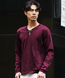 【SOMEDIFF】Luxury 長袖クルーネック/Vネックカットソー メンズ 無地Tシャツ 黒 白 インナー 春服 冬服