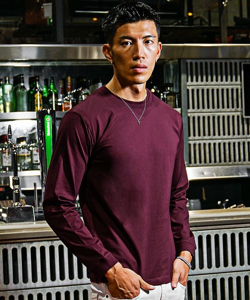 SOMEDIFF（サムディフ）の「【SOMEDIFF】Luxury 長袖クルーネック/Vネックカットソー メンズ 無地Tシャツ 黒 白 インナー 春服 冬服（Tシャツ/カットソー・メンズ・ブラック系その他/レッド系その他/ブラック/ボルドー/ホワイト系その他/スモークグレー/グレー系その他/ホワイト・L/M/XXL/XL）」の7枚目の写真