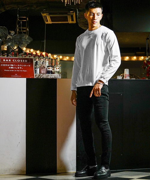 SOMEDIFF（サムディフ）の「【SOMEDIFF】Luxury 長袖クルーネック/Vネックカットソー メンズ 無地Tシャツ 黒 白 インナー 春服 冬服（Tシャツ/カットソー・メンズ・ブラック系その他/レッド系その他/ブラック/ボルドー/ホワイト系その他/スモークグレー/グレー系その他/ホワイト・L/M/XXL/XL）」の11枚目の写真