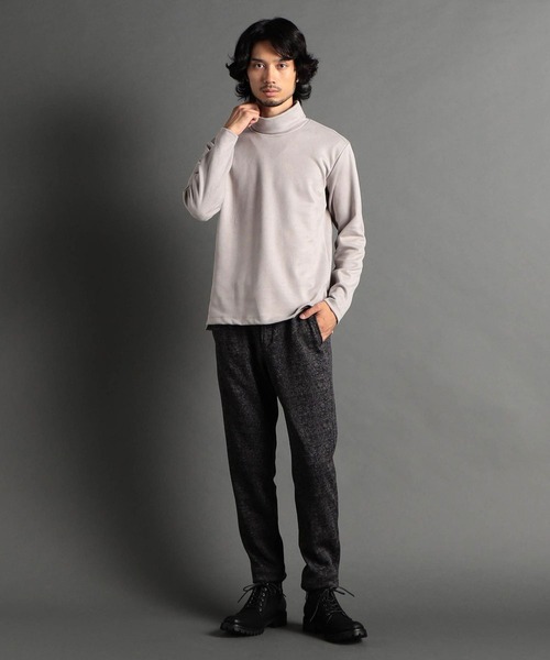 HIDEAWAYS NICOLE（ハイダウェイニコル）の「ポンチスウェードオフタートルプルオーバー（Tシャツ/カットソー・メンズ・オフホワイト/ブラック系その他/ブラック/シルバーグレー・MEDIUM/X-LARGE/LARGE）」の5枚目の写真