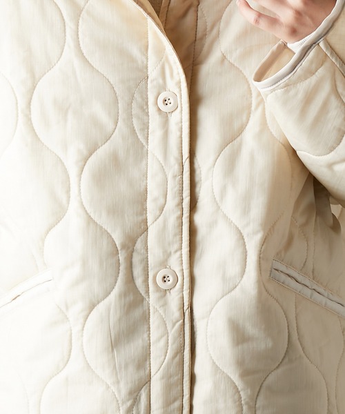 r.（アールドット）の「リップストップ ステンカラーキルトコート（ステンカラーコート・レディース・ベージュ/ブラック/カーキ/アイボリー・FREE）」の21枚目の写真