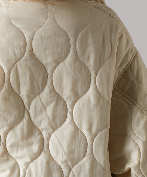 r.（アールドット）の「リップストップ ステンカラーキルトコート（ステンカラーコート・レディース・ベージュ/ブラック/カーキ/アイボリー・FREE）」の13枚目の写真