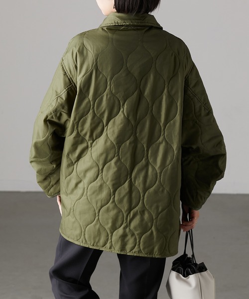 r.（アールドット）の「リップストップ ステンカラーキルトコート（ステンカラーコート・レディース・ベージュ/ブラック/カーキ/アイボリー・FREE）」の19枚目の写真