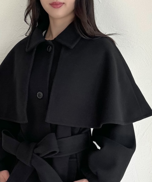 shrita（シュリータ）の「【shrita】ケープカラーコート（その他アウター・キッズ・ベージュ/ブラック・L/M）」の6枚目の写真