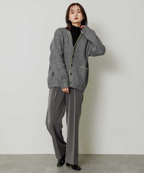 SENSE OF PLACE by URBAN RESEARCH（センスオブプレイスバイアーバンリサーチ）の「『ユニセックス』ハンドステッチVネックカーディガン（カーディガン/ボレロ・メンズ・ブラック/グレー/ブラウン・MEDIUM/LARGE）」の9枚目の写真