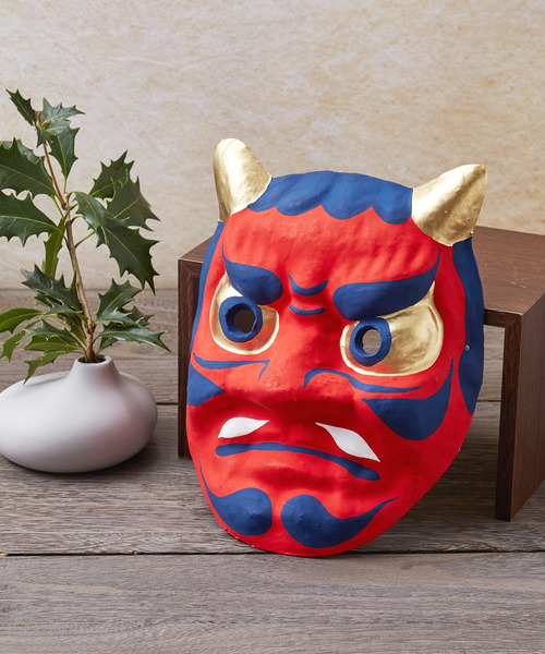 なまはげ？　鬼の面　赤鬼　昭和　張子 なまはげ？鬼の面赤鬼昭和張子