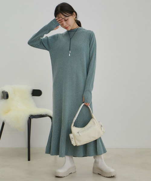 VIS（ビス）の「【WEB限定】針抜きリブマーメイドニットワンピース