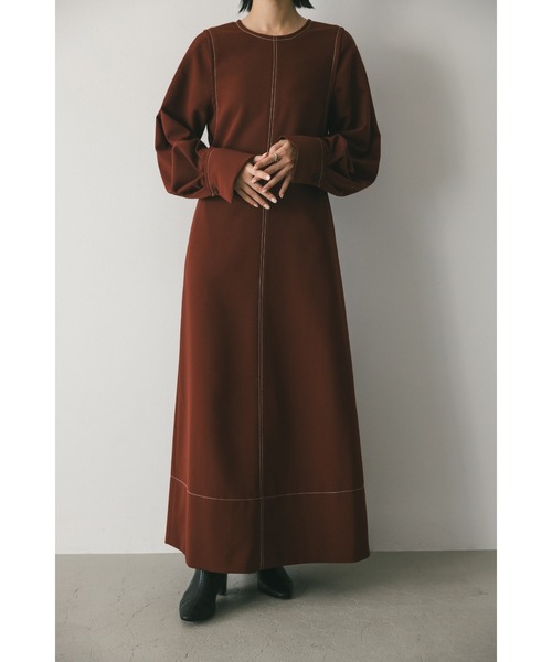 STYLEMIXER（スタイルミキサー）の「バックディティールステッチワンピース（ワンピース・レディース・ボルドー/ブラック・SMALL/MEDIUM）」の15枚目の写真