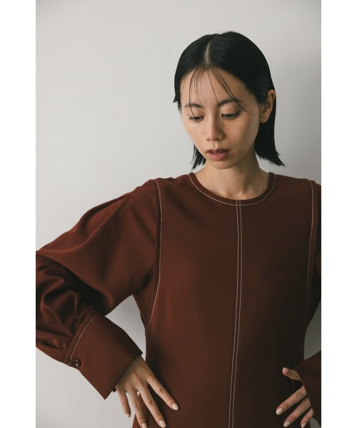 STYLEMIXER（スタイルミキサー）の「バックディティールステッチワンピース（ワンピース・レディース・ボルドー/ブラック・SMALL/MEDIUM）」の16枚目の写真