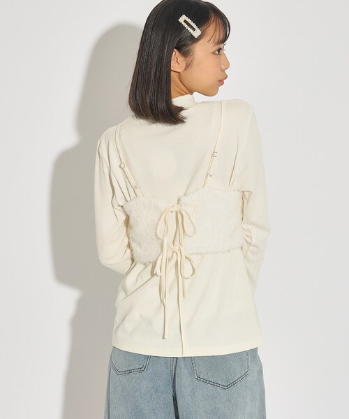 PINK-latte(ピンクラテ)の「◆【2点SET】キラキラシャギービスチェ+インナーSET(その他トップス・キッズ・ライトパープル/ブラック/オフホワイト・14/15 /16)」の2枚目の写真