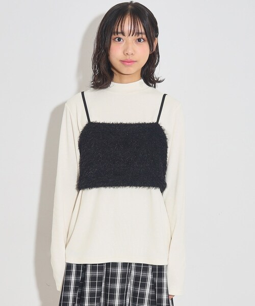 PINK-latte(ピンクラテ)の「◆【2点SET】キラキラシャギービスチェ+インナーSET(その他トップス・キッズ・ライトパープル/ブラック/オフホワイト・14/15 /16)」の4枚目の写真