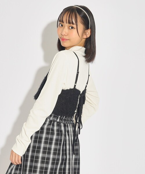 PINK-latte(ピンクラテ)の「◆【2点SET】キラキラシャギービスチェ+インナーSET(その他トップス・キッズ・ライトパープル/ブラック/オフホワイト・14/15 /16)」の14枚目の写真