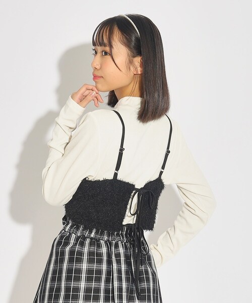 PINK-latte(ピンクラテ)の「◆【2点SET】キラキラシャギービスチェ+インナーSET(その他トップス・キッズ・ライトパープル/ブラック/オフホワイト・14/15 /16)」の15枚目の写真
