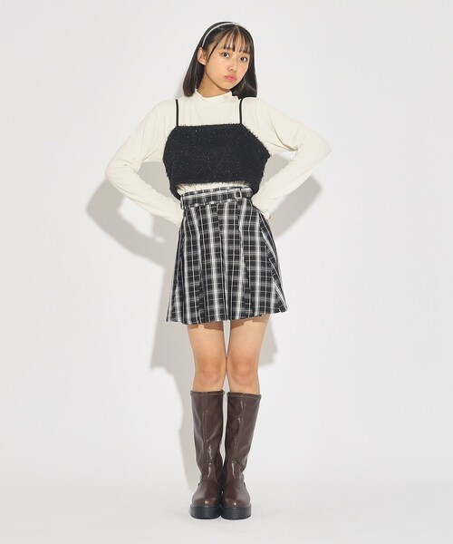 PINK-latte(ピンクラテ)の「◆【2点SET】キラキラシャギービスチェ+インナーSET(その他トップス・キッズ・ライトパープル/ブラック/オフホワイト・14/15 /16)」の16枚目の写真