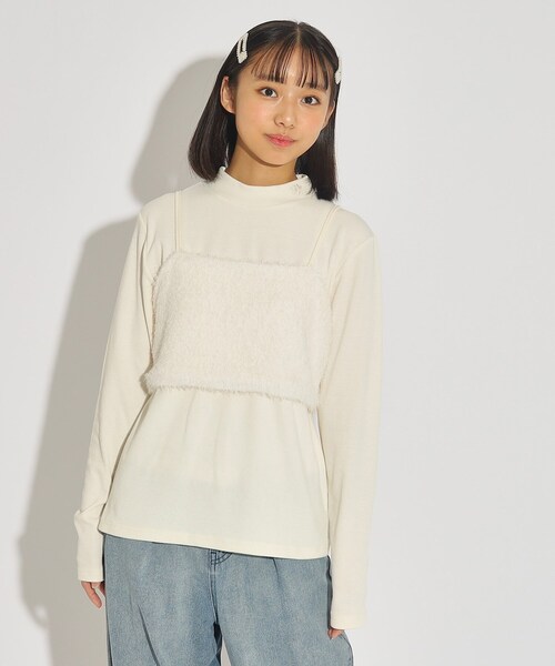PINK-latte(ピンクラテ)の「◆【2点SET】キラキラシャギービスチェ+インナーSET(その他トップス・キッズ・ライトパープル/ブラック/オフホワイト・14/15 /16)」の22枚目の写真