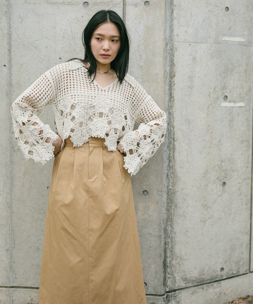 select MOCA（セレクトモカ）の「ハイウエストタックAラインスカート（スカート・レディース・ブラック/ベージュ・MEDIUM/LARGE）」の13枚目の写真