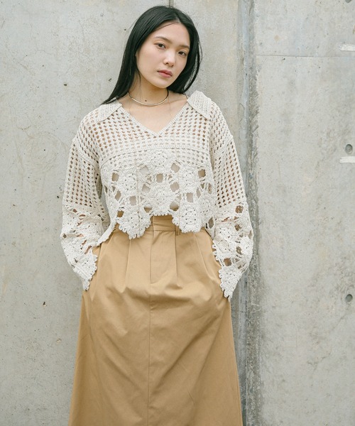 select MOCA（セレクトモカ）の「ハイウエストタックAラインスカート（スカート・レディース・ブラック/ベージュ・MEDIUM/LARGE）」の7枚目の写真