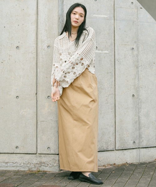 select MOCA（セレクトモカ）の「ハイウエストタックAラインスカート（スカート・レディース・ブラック/ベージュ・MEDIUM/LARGE）」の3枚目の写真