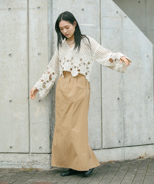 select MOCA（セレクトモカ）の「ハイウエストタックAラインスカート（スカート・レディース・ブラック/ベージュ・MEDIUM/LARGE）」の11枚目の写真