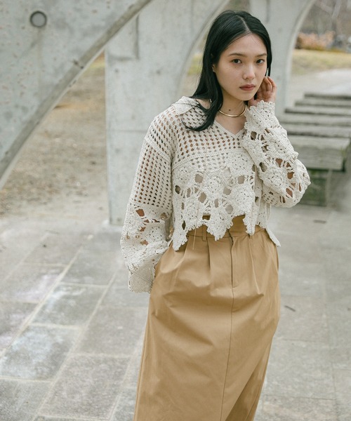 select MOCA（セレクトモカ）の「ハイウエストタックAラインスカート（スカート・レディース・ブラック/ベージュ・MEDIUM/LARGE）」の9枚目の写真