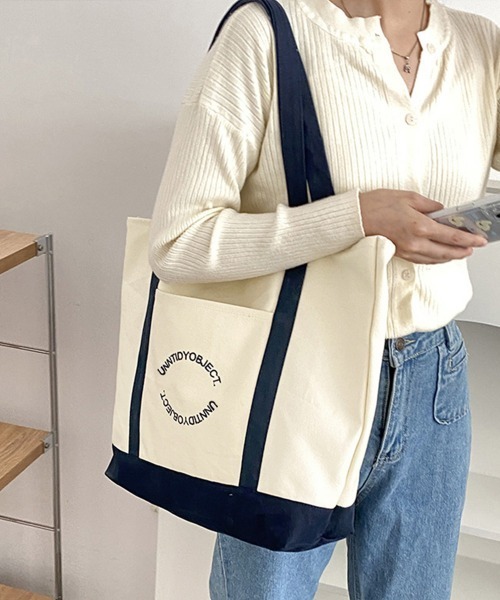 Miniministore(ミニミニストア)の「トートバッグ レディースキャンバスバッグ(トートバッグ・レディース・ブラック/ネイビー・フリー)」の10枚目の写真