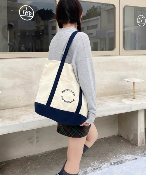 Miniministore(ミニミニストア)の「トートバッグ レディースキャンバスバッグ(トートバッグ・レディース・ブラック/ネイビー・フリー)」の11枚目の写真