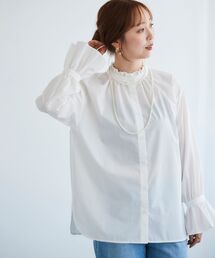 le.coeur blanc | フリルネック前釦ブラウス(シャツ/ブラウス)