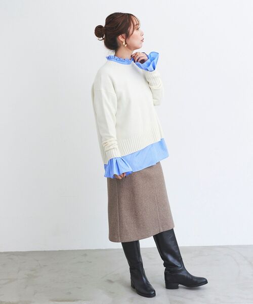 le.coeur blanc（ルクールブラン）の「フリルネック前釦ブラウス（シャツ/ブラウス・レディース・オフホワイト/ホワイト系その他/ブルー系その他2・38）」の17枚目の写真