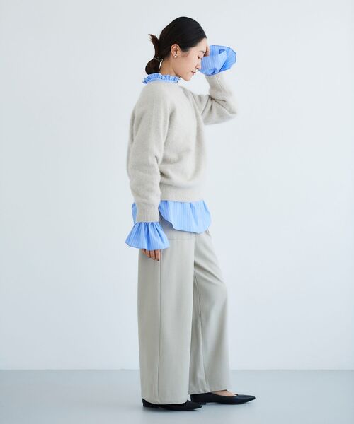 le.coeur blanc（ルクールブラン）の「フリルネック前釦ブラウス（シャツ/ブラウス・レディース・オフホワイト/ホワイト系その他/ブルー系その他2・38）」の19枚目の写真