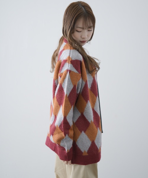 improves(インプローブス)の「ダイヤアーガイル柄 シャギー加工 カーディガン(カーディガン/ボレロ・メンズ・グリーン/ワイン/ブラック・MEDIUM/LARGE/X-LARGE)」の14枚目の写真