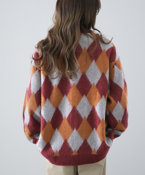 improves(インプローブス)の「ダイヤアーガイル柄 シャギー加工 カーディガン(カーディガン/ボレロ・メンズ・グリーン/ワイン/ブラック・MEDIUM/LARGE/X-LARGE)」の16枚目の写真