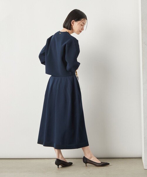 NOLLEY’S Sophi（ノーリーズソフィ）の「《手洗い可能》《セットアップ対応》ポリ100片畦プルオーバーニット（ニット/セーター・レディース・ネイビー/ホワイト/サックスブルー・38）」の7枚目の写真