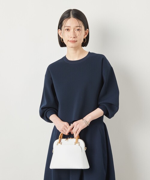 NOLLEY’S Sophi（ノーリーズソフィ）の「《手洗い可能》《セットアップ対応》ポリ100片畦プルオーバーニット（ニット/セーター・レディース・ネイビー/ホワイト/サックスブルー・38）」の9枚目の写真