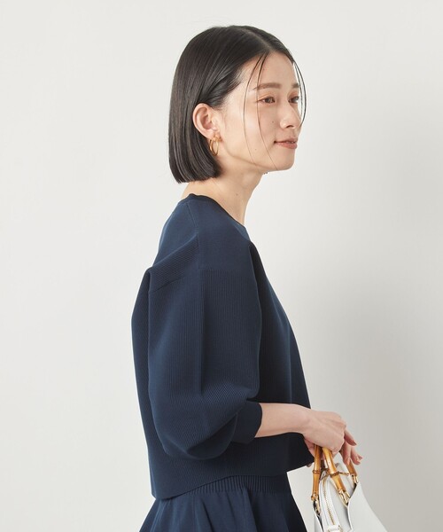 NOLLEY’S Sophi（ノーリーズソフィ）の「《手洗い可能》《セットアップ対応》ポリ100片畦プルオーバーニット（ニット/セーター・レディース・ネイビー/ホワイト/サックスブルー・38）」の12枚目の写真