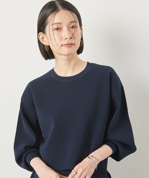 NOLLEY’S Sophi（ノーリーズソフィ）の「《手洗い可能》《セットアップ対応》ポリ100片畦プルオーバーニット（ニット/セーター・レディース・ネイビー/ホワイト/サックスブルー・38）」の16枚目の写真