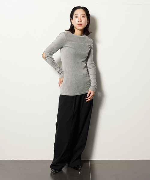 CITYSHOP(シティーショップ)の「CREPEY RIB カットソー(Tシャツ/カットソー・レディース・グリーン/ブラック・FREE)」の20枚目の写真