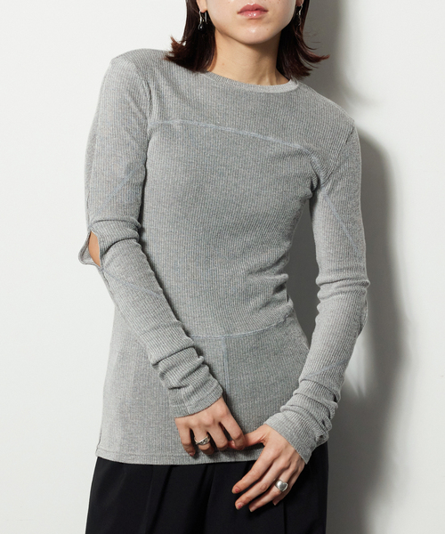 CITYSHOP(シティーショップ)の「CREPEY RIB カットソー(Tシャツ/カットソー・レディース・グリーン/ブラック・FREE)」の10枚目の写真
