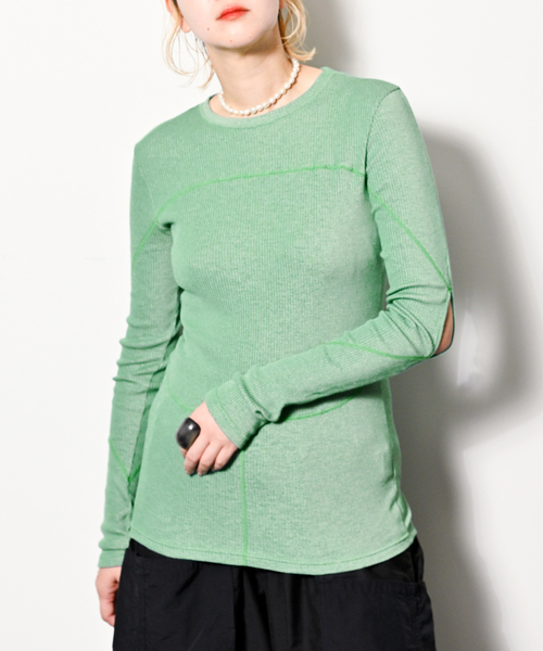 CITYSHOP(シティーショップ)の「CREPEY RIB カットソー(Tシャツ/カットソー・レディース・グリーン/ブラック・FREE)」の22枚目の写真