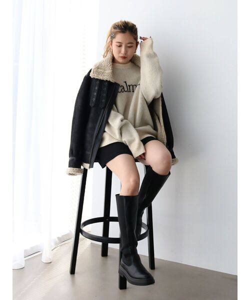 Ungrid（アングリッド）の「フェイクムートンボアブルゾン（ブルゾン・レディース・ブラック/ダークブラウン・SMALL/MEDIUM）」の6枚目の写真