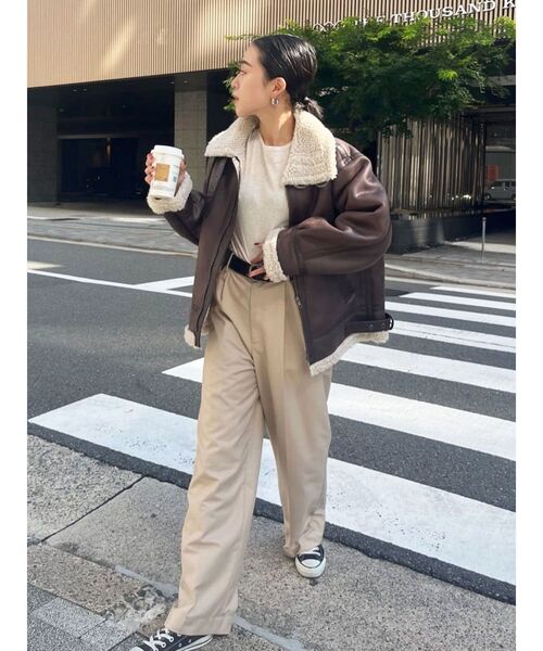 Ungrid（アングリッド）の「フェイクムートンボアブルゾン（ブルゾン・レディース・ブラック/ダークブラウン・SMALL/MEDIUM）」の16枚目の写真